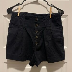 Abercrombie Linen Blend Black Button-Up Women's Shorts